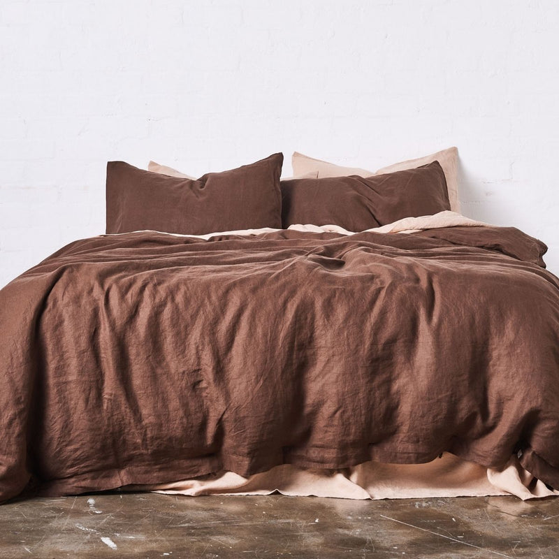 100% Linen Duvet Cover in Cocoa
