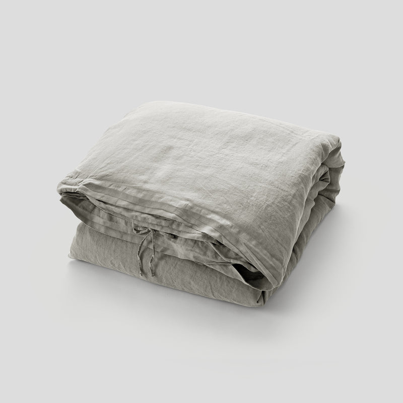 100% Linen Duvet Set Dove Grey