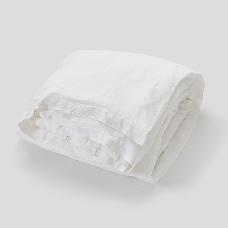 100% Linen Duvet Set White