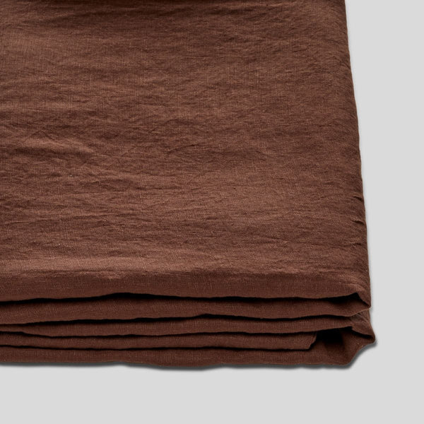 100% Linen Fitted Sheet in Cocoa