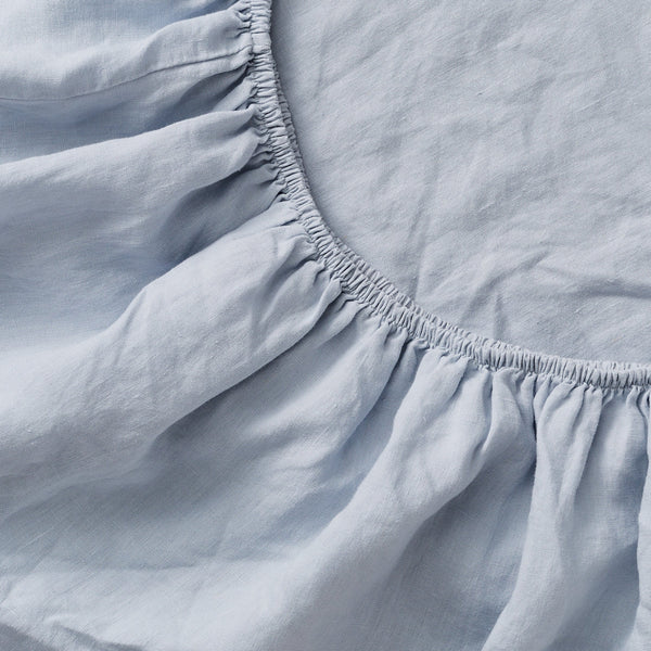 100% Linen Fitted Sheet in Mist
