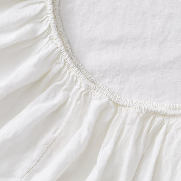 100% Linen Sheet Set White