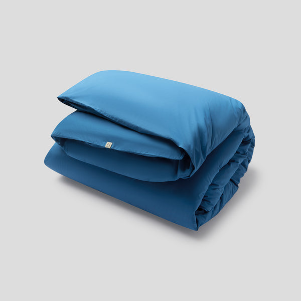 Organic Cotton Percale 300TC Duvet Cover in Valla Blue