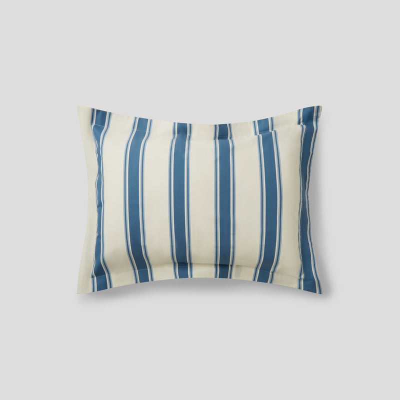 Organic Cotton Percale Sham Pillowslip set (of two) in Blue Stripe