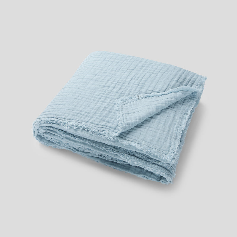 Cotton & Hemp Bedcover in Dusk Blue