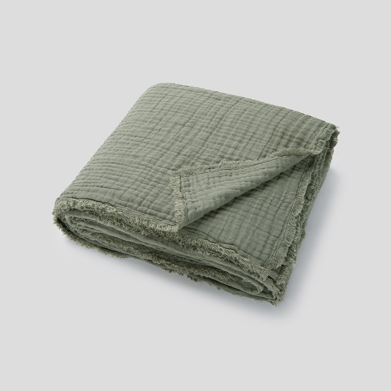 Cotton & Hemp Bedcover in Eucalyptus