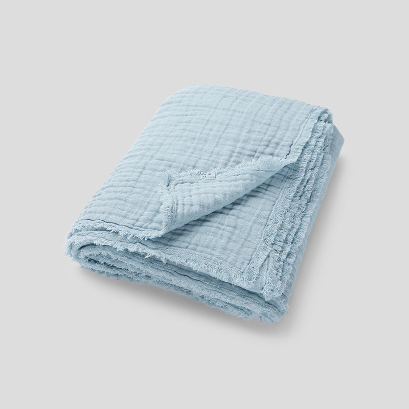 Cotton & Hemp Throw in Dusk Blue