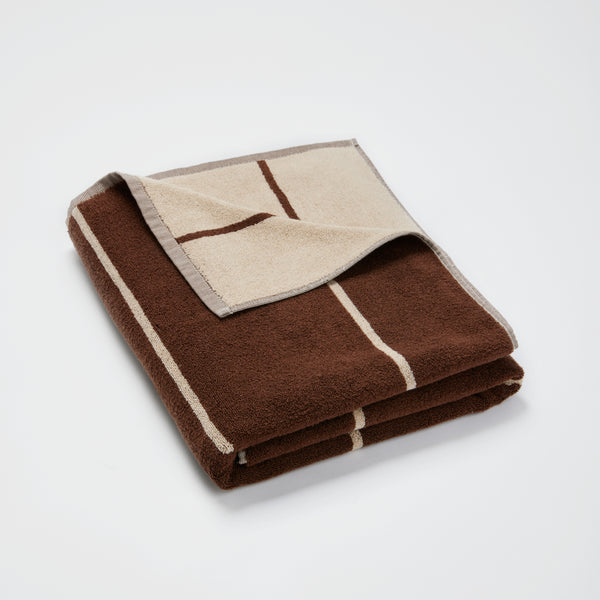 100% Organic Cotton Bath Sheet in Cocoa & Ivory Stripe