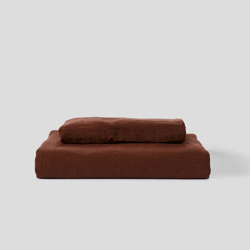 100% Linen Duvet Set Cocoa