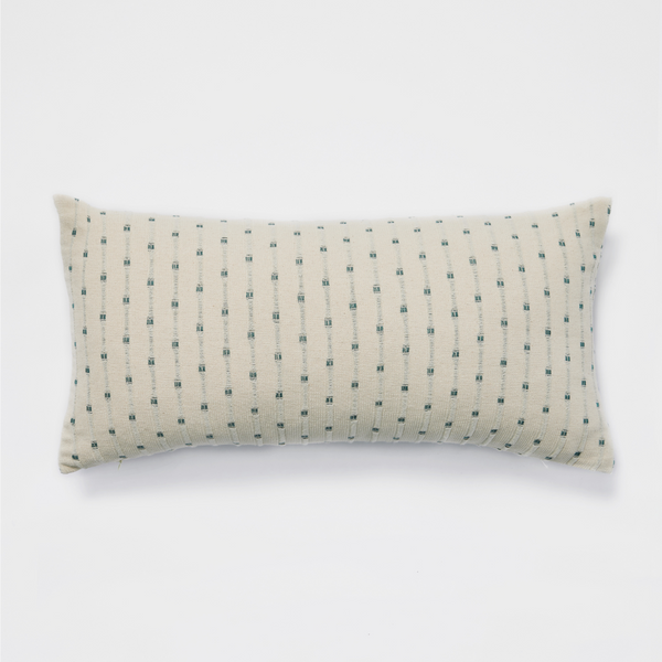 100% Organic Textured Cotton Rectangle Cushion Cover in Off White with Lake
