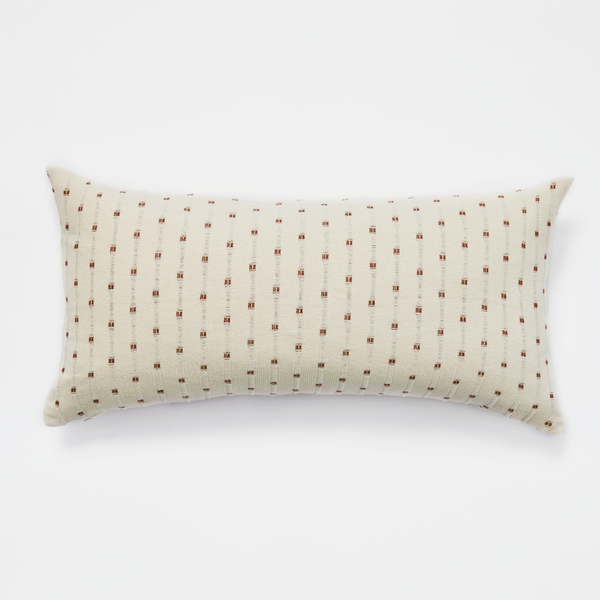 100% Organic Textured Cotton Rectangle Cushion Cover in Off White with Umber