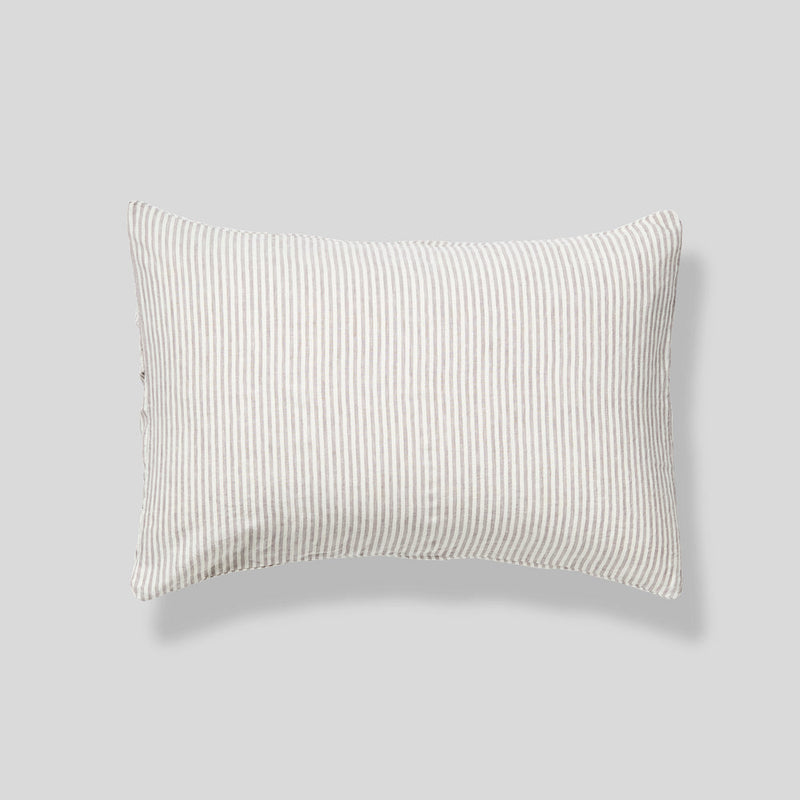 100% Linen Pillowslip Set (of two) in Grey & White Stripe
