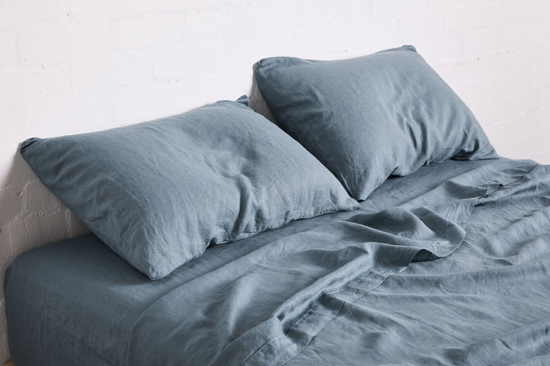 100% Linen Pillowslip Set (of two) in Lake