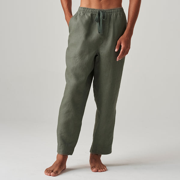 100% Linen Pants in Khaki - Mens
