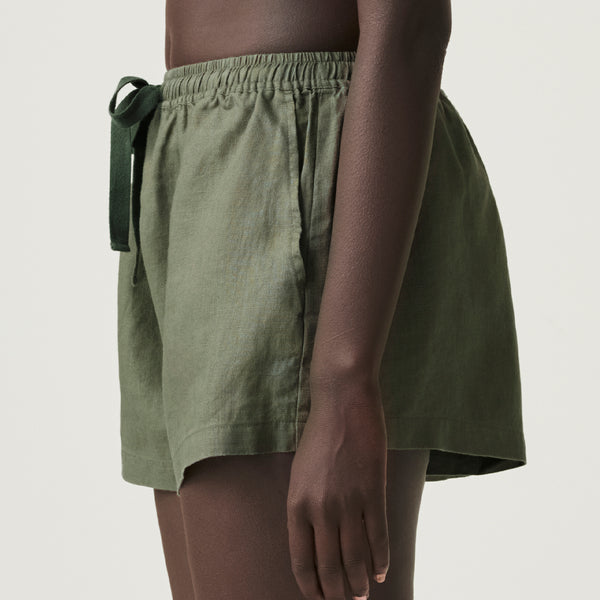 100% Linen Shorts in Khaki