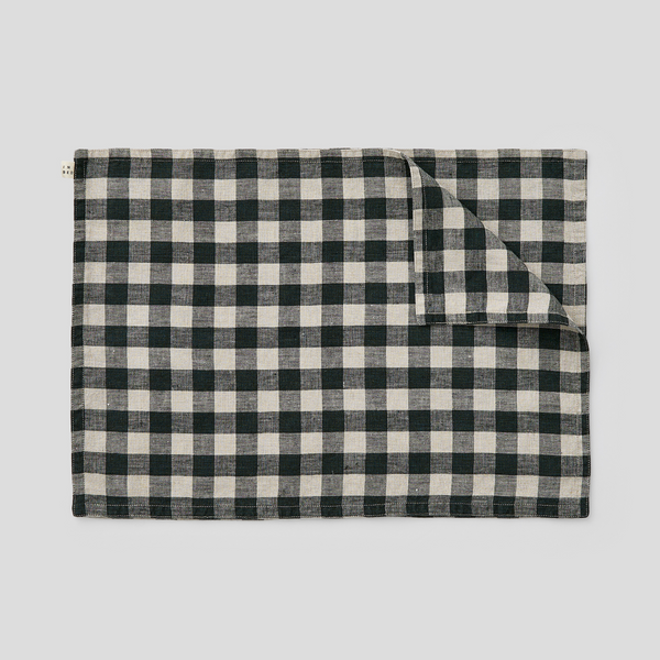 100% Linen Placemat Set in Pine Gingham