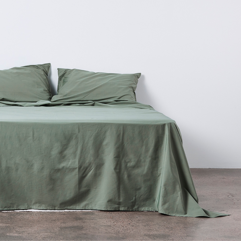 Organic Cotton Percale Flat Sheet in Thyme