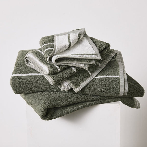 100% Organic Cotton Towels in Khaki Stripe