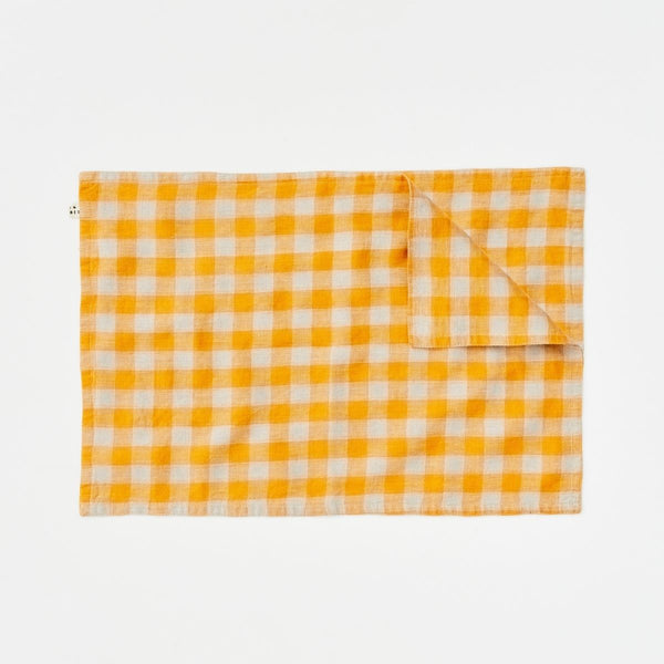 100% Linen Placemat Set in Marigold Gingham
