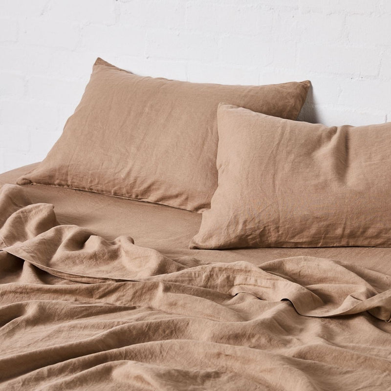 100% Linen Pillowslip Set (of two) in Chestnut