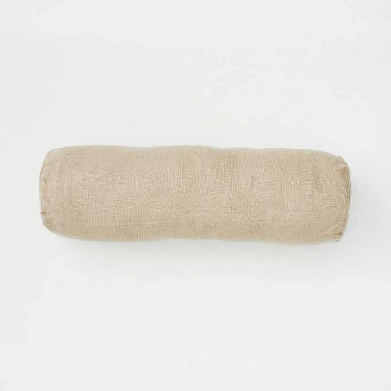 Heavy Linen Bolster Cushion Cover in Natural
