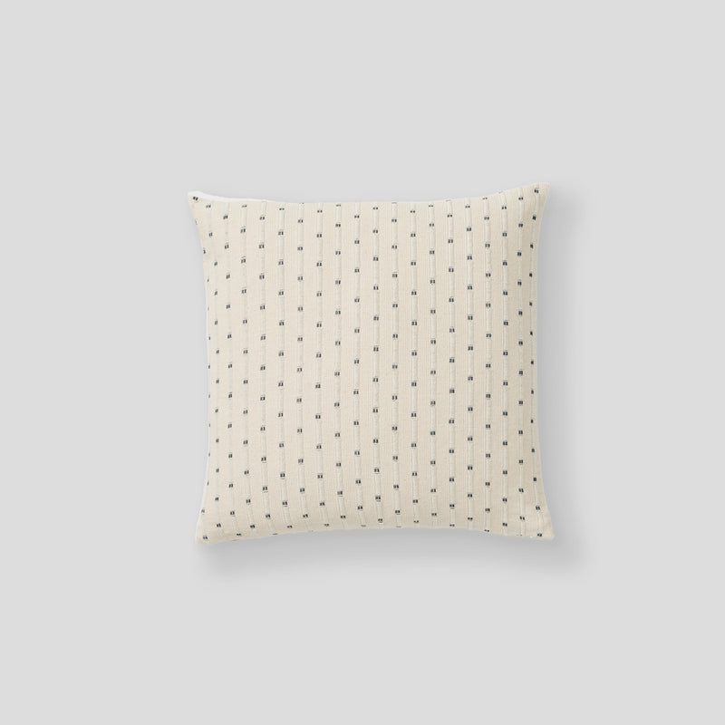 100% Organic Textured Cotton Square Cushion in Off White with Lake