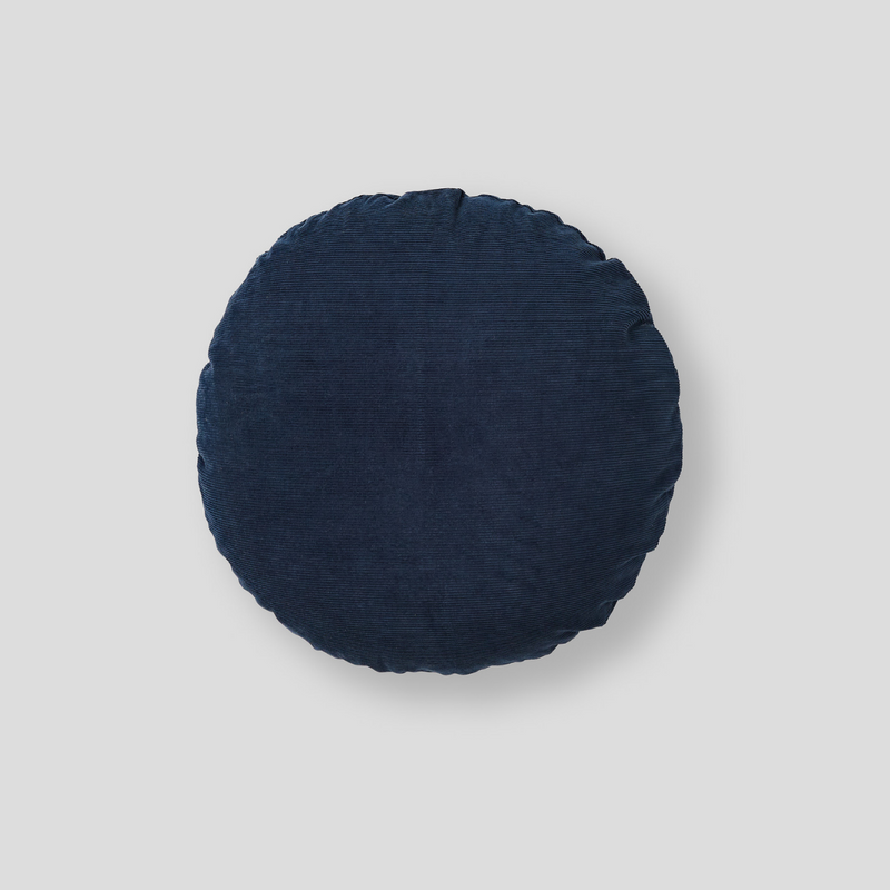 Organic + Recycled Cotton Cord Cushion in Navy - Round