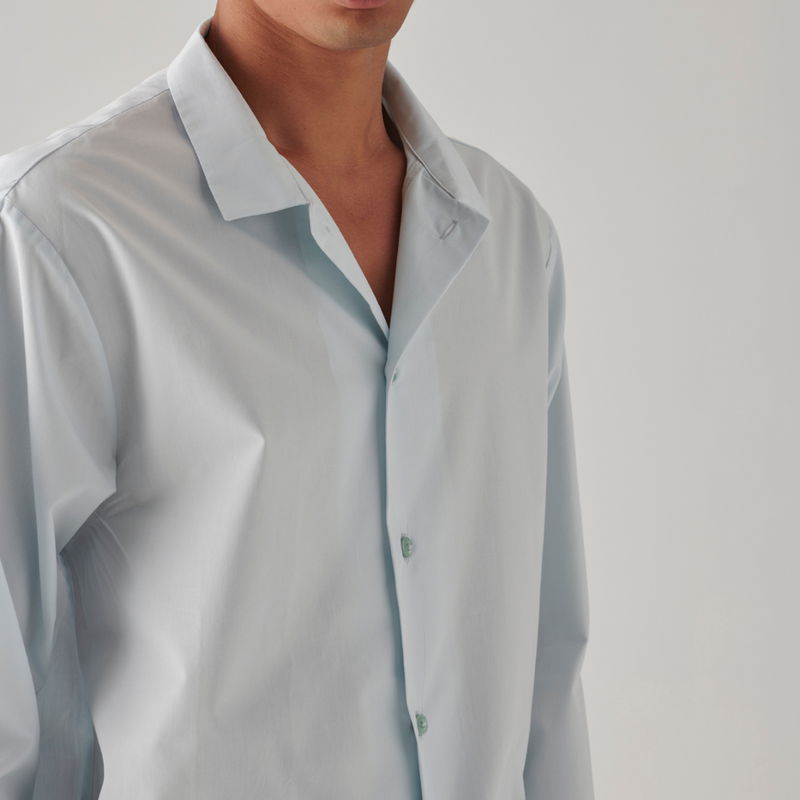 100% Organic Cotton Shirt in Powder Blue - Mens