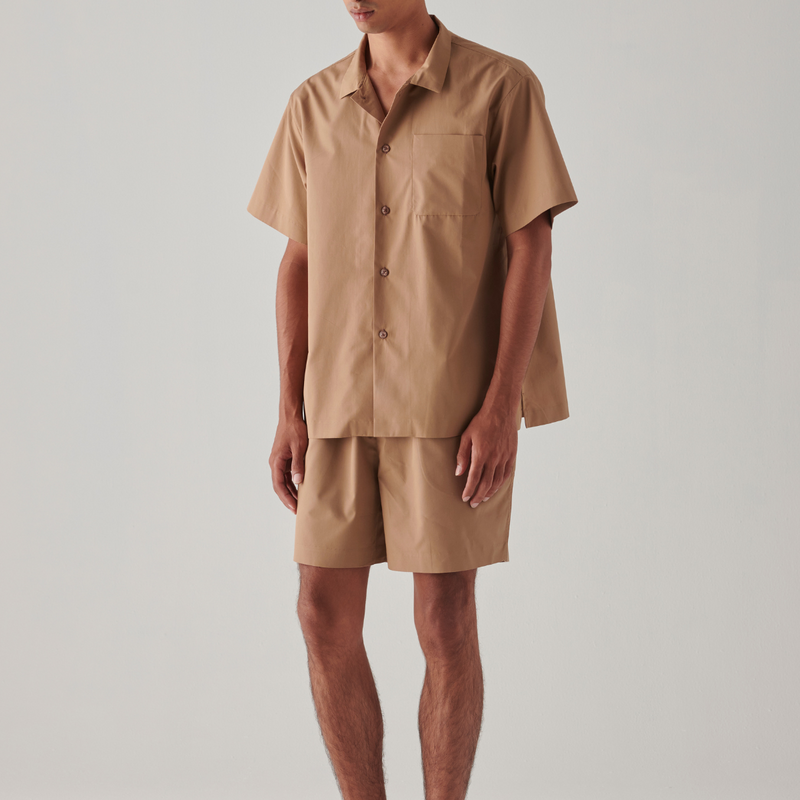 100% Organic Cotton Short Sleeve Shirt in Mushroom - Mens