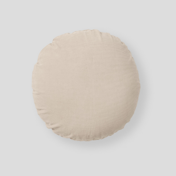 Organic + Recycled Cotton Cord Cushion in Beige - Round