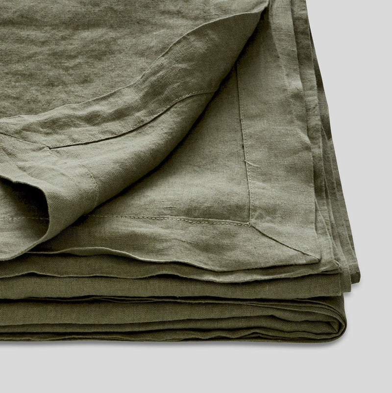 100% Linen Table Cloth in Khaki