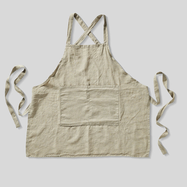 100% Linen Apron in Natural