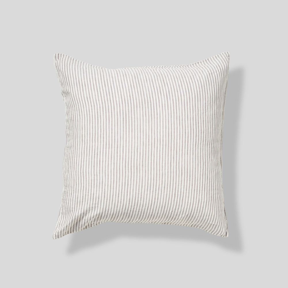100% Linen Pillowslip Set (of two) in Grey & White Stripe - Euro Size only