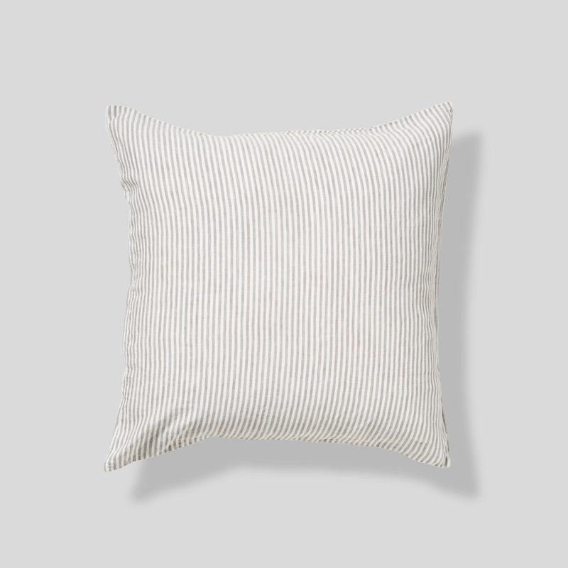 100% Linen Pillowslip Set (of two) in Grey & White Stripe