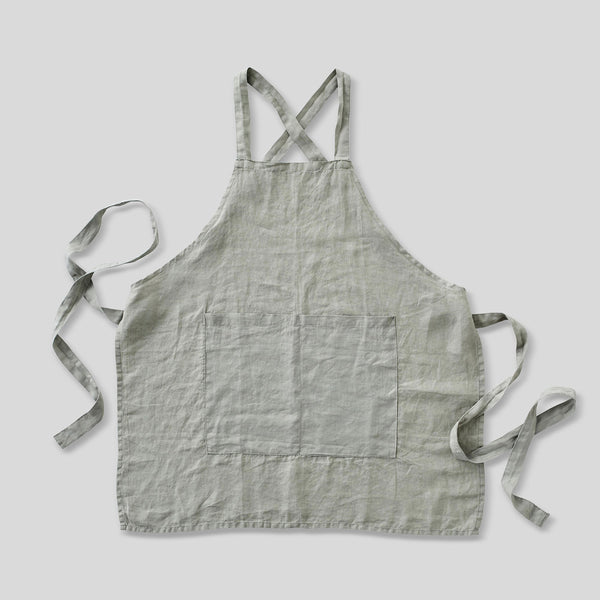 100% Linen Apron in Stone