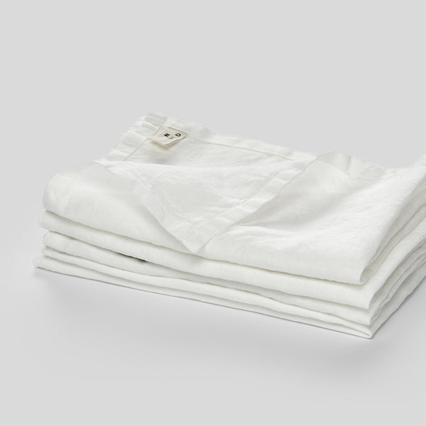 100% Linen Napkin Set in White