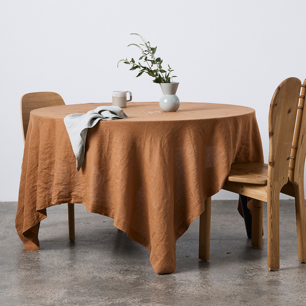 100% Linen Table Cloth in Toffee
